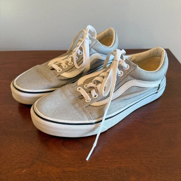 Vans Silver Old Skool Sneakers Size 8.5 - Picture 1 of 6